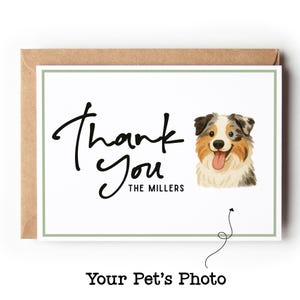 Carte de remerciement personnalisée Portrait d'animal de compagnie mignon, papeterie personnalisée pour animal de compagnie, carte de chien dessin au trait personnalisé, cadeau pour animal de compagnie, cadeaux pour chien personnalisés