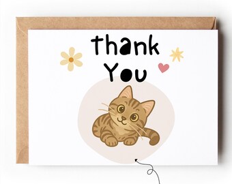 Custom Thank You Card Cute with Custom Pet Art Portrait, Personalized Pet Stationery, Custom Dog Card, Pet Gift, Cat Gift