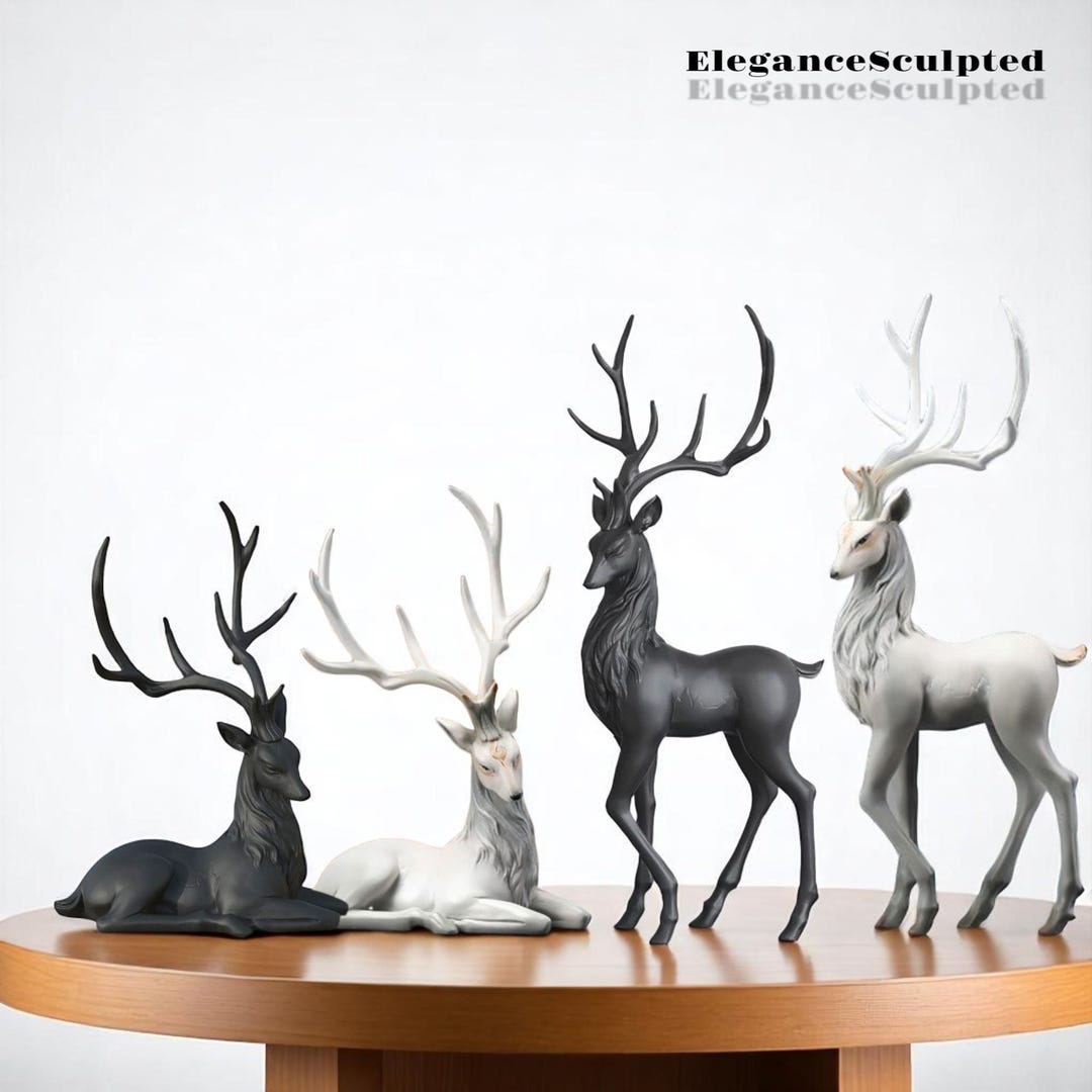 Nordic Resin Deer Statue: Minimalist Reindeer Elk Figurine - Etsy
