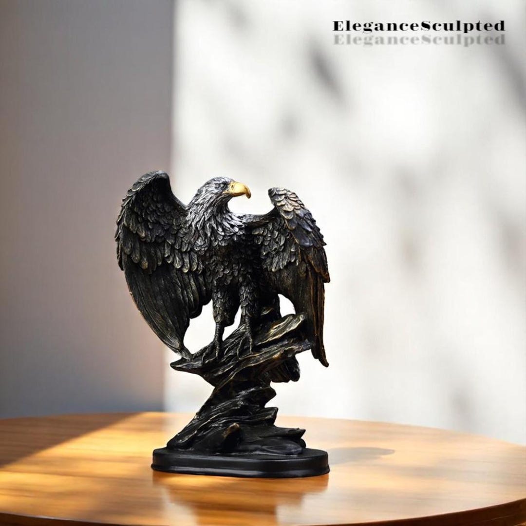 Handcrafted Eagle Statue Pair: Rustic Wildlife Decor, Patriotic Gift - Etsy
