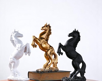 Resin Horse Statue: Modern Home Decor Sculpture - Gold, Black, White