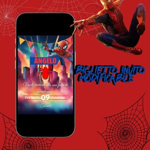 Invito di compleanno personalizzato tema Spider-Man | Modello digitale