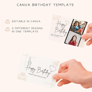 Convite de Aniversário Minimalista e Divertido no Canva | Cartão – Modelo Editável (2 em 1)