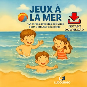Jeux à la mer enfants - 40 cartes d’activités plage à imprimer - Jeux imprimables été、activités créatives、PDF vacances famille