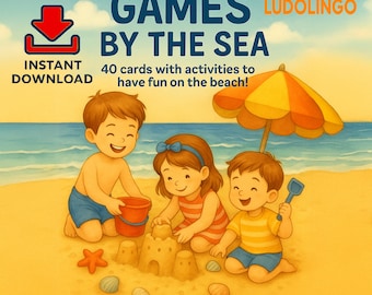 Tarjetas didácticas divertidas de verano para niños - Actividades imprimibles con temática de playa - Aprendizaje lúdico - Descarga digital instantánea