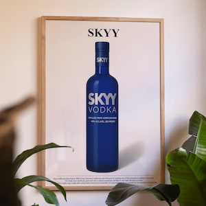 SKYY, Liquor Poster, Alcohol, Bar Poster, Digital Print, Vodka Wall Art. Bar Decoration. Vodka Bottle Poster