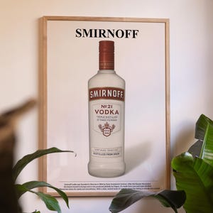 Smirnoff Vodka, Liquor Poster, Alcohol, Bar Poster, Digital Print, Vodka Wall Art. Bar Decoration.