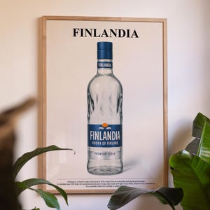 Finlandia Vodka, Liquor Poster, Alcohol, Bar Poster, Digital Print, Vodka Wall Art. Bar Decoration.