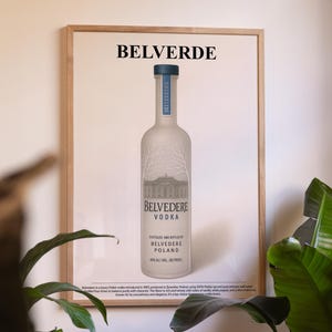 Belverde Vodka, Liquor Poster, Alcohol, Bar Poster, Digital Print, Vodka Wall Art. Bar Decoration.
