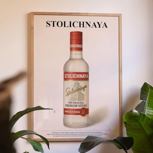 Stolichnaya , Liquor Poster, Alcohol, Bar Poster, Digital Print, Vodka Wall Art. Bar Decoration. Vodka Bottle Poster, Bourbon Whiskey Print
