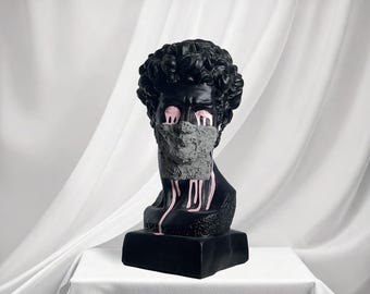 Handmade David Statue, Pop Art Sculpture, Mint Home Decor, Sculpture Decor, David Statue, -- Shut Your Mouth