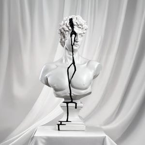 Handmade David Sculpture Decor, Handmade Pop Art Sculpture, Black and White Home Decor, Statue of David, Living Room Decor, Modern Art