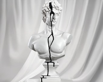 Handmade David Sculpture Decor, Handmade Pop Art Sculpture, Black and White Home Decor, Statue of David, Living Room Decor, Modern Art