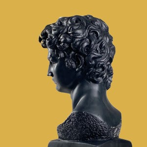 Michelangelos David Sculpture Decor, Handmade Pop Art Sculpture, Greek Bust, Black Statue of David, Living Room Decor, Modern Art Sculpture