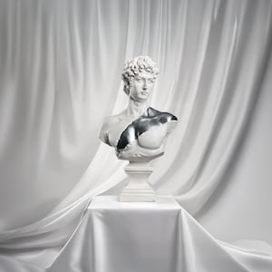Michelangelos David Sculpture Decor, Handmade Pop Art Sculpture, Silver Home Decor, Statue of David, Living Room Decor, Modern Art Statue
