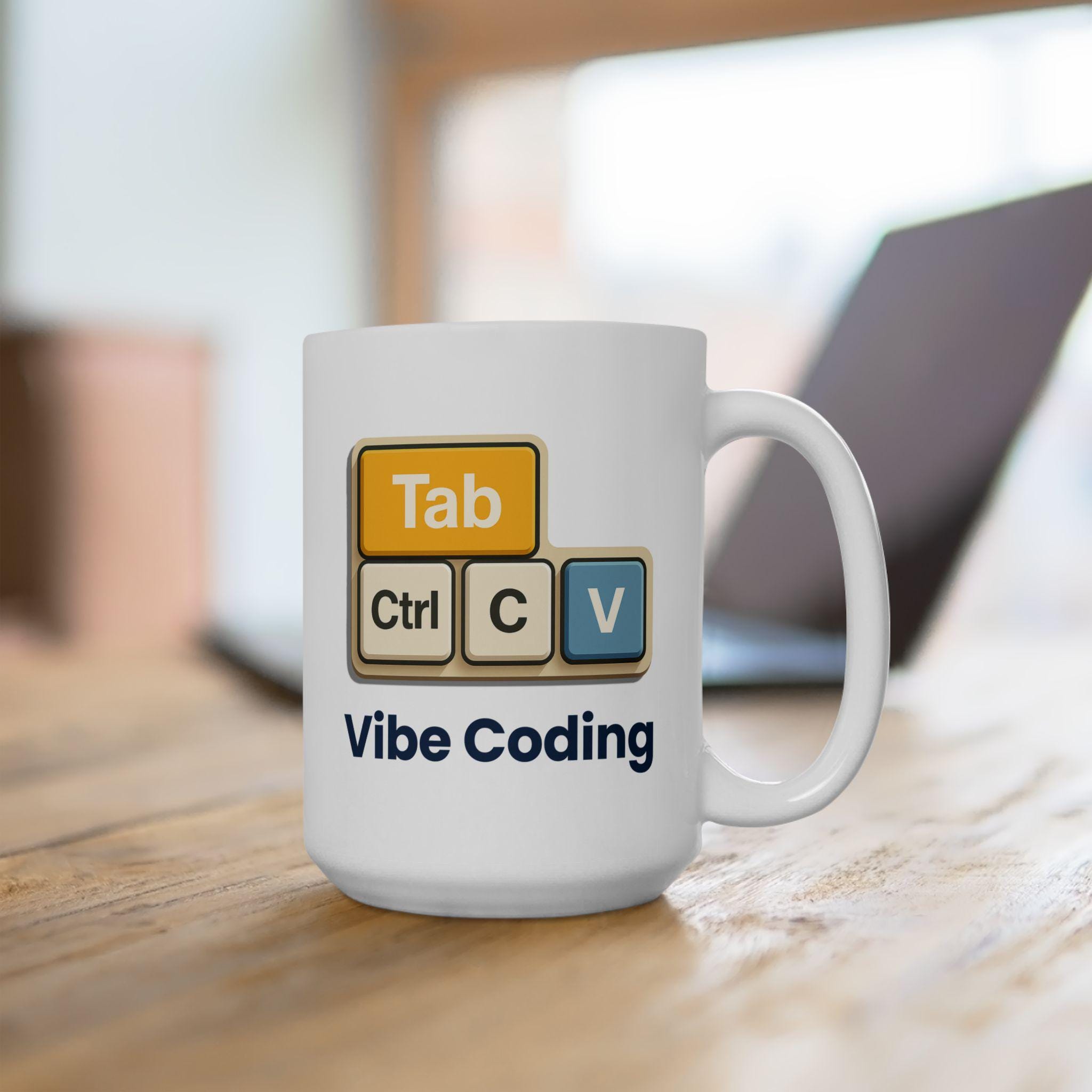 Vibe Coding Ceramic Mug - Funny Programmer Keyboard Design (11oz, 15oz)