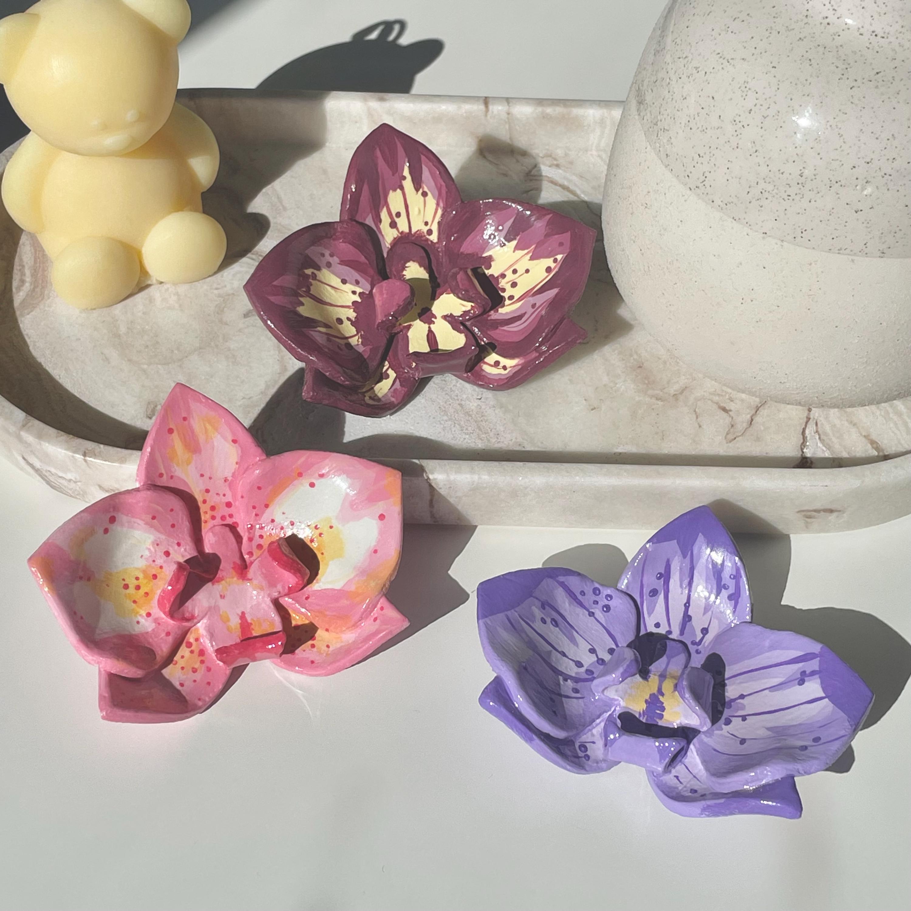 Handmade Clay Orchid Trinket Tray - Etsy