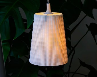 Modern Textured Pendant Lamp Shade – Sculptural White Ceiling Light