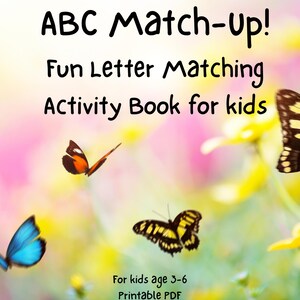 Libro de fichas de emparejamiento del abecedario para preescolar / Actividades imprimibles de reconocimiento y trazado de letras para niños