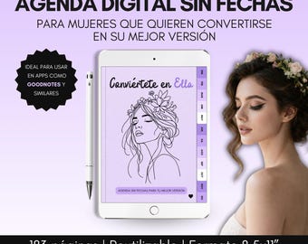 Undated digital planner for women. Undated planner in Spanish. Undated planner. Undated digital planner. Goodnotes planner 8.5x11”