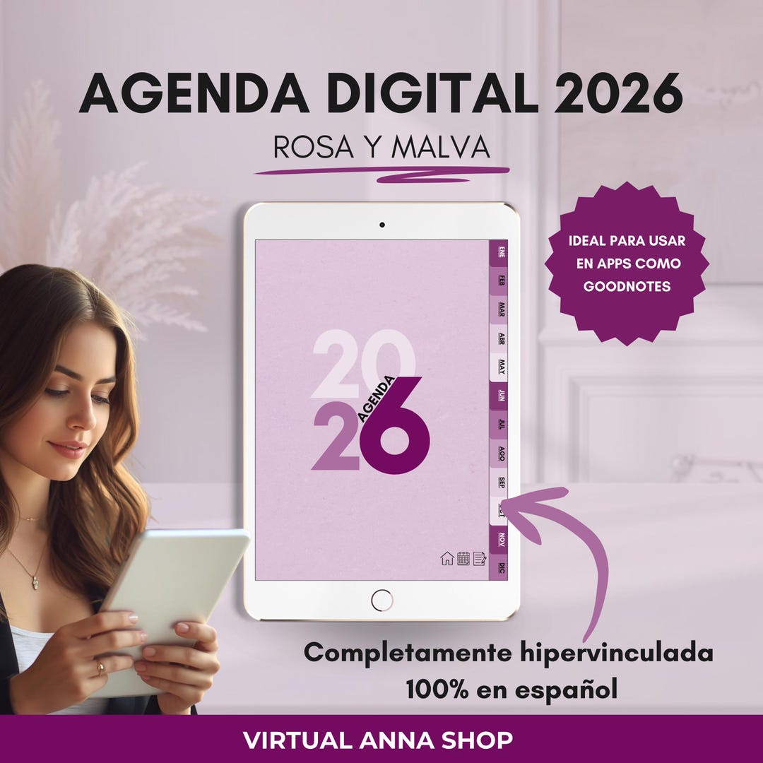 Planner digital 2026 para goodnotes y notability. Agenda digital 2026