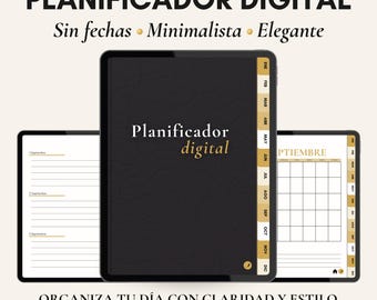 Agenda numérique en espagnol pour iPad. Agenda numérique minimaliste non daté. Agenda GoodNotes : élégant et fonctionnel.