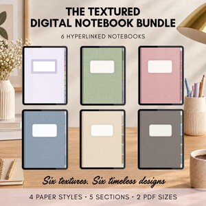 Digital Notebook Bundle, 6 Hyperlinked Notebook, Digital notebook for Goodnotes & Notability, Student notebook with tabs,