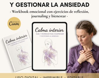 Livre numérique et cahier d'exercices pour gérer l'anxiété. Fiches d'exercices sur l'anxiété en espagnol. Journal de l'anxiété avec droits de revente PLR-MRR.