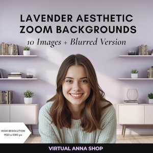 Minimal bookshelf Zoom backgrounds. Lavender aesthetic virtual backgrounds. Home office Zoom background (Digital download)