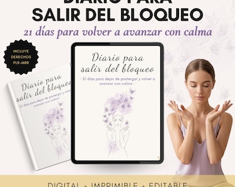 Journal de gestion de la procrastination et du bien-être émotionnel en espagnol (droits de revente PLR-MRR). Un journal guidé pour surmonter le syndrome de la page blanche en 21 jours.