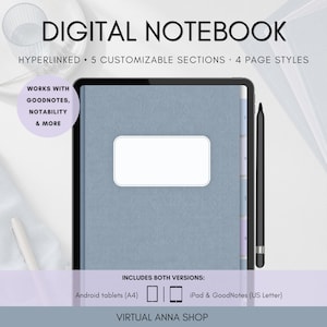 Digital Notebook, GoodNotes Notebook, Hyperlinked Notebook, Digital Notebook PDF, Student Notebook, Notebook with Tabs, Note Templates
