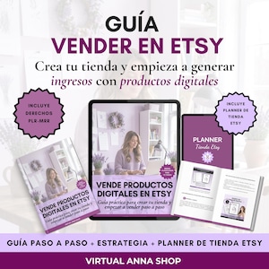 Guía vender en Etsy en español con derechos de reventa MRR y PLR. Ebook con plantilla Canva editable. Negocio digital con ingresos Pasivos.