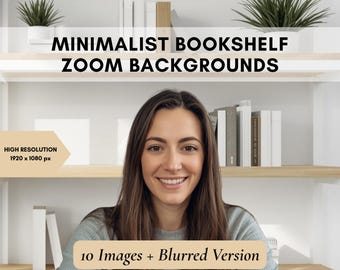 Fond d'écran minimaliste pour Zoom : bibliothèque. Arrière-plan Zoom pour bureau. Fond virtuel neutre pour bureau à domicile. Effet flou inclus. Téléchargement numérique.