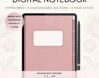 Cahier numérique, Cahier GoodNotes, Cahier à liens hypertextes, Cahier numérique rose (PDF), Cahier d'étudiant, Cahier à onglets, Modèles de notes