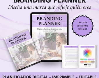 Planificateur de marque en espagnol. Modèle de planificateur de marque personnelle modifiable sur Canva avec droits de revente MRR-PLR. Kit de marque