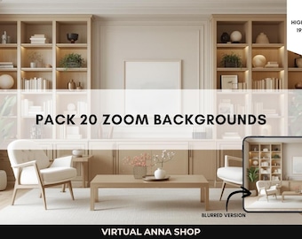 Pack de 20 arrière-plans Zoom, arrière-plans neutres pour réunions Zoom, arrière-plans esthétiques pour bureau à domicile, arrière-plans virtuels, arrière-plans pour appels vidéo