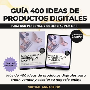 Guide to 400 digital product ideas in Spanish with MRR and PLR resale rights, generate passive income, with Infoproducts planner