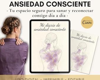 Journal de l'anxiété en espagnol, fiches d'exercices pour gérer l'anxiété au format PDF numérique et imprimable avec droits de revente MRR et PLR, Santé mentale
