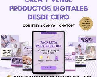 Kit de démarrage numérique pour entreprises. Vendez des produits numériques sur Etsy avec Canva et ChatGPT. Pack pour entrepreneuses avec droits de revente et de revente.