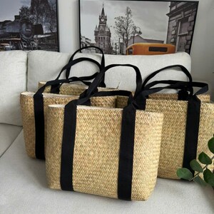 Large Seagrass Tote Bag with Canvas Handles – Handmade Eco-Friendly Shoulder Bag for Beach, Picnic  | Gift For Mum