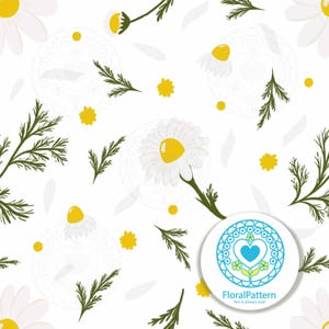 Chamomile Seamless Pattern Digital Download - Daisy Floral Printern