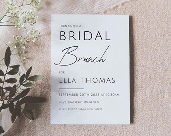 Minimalist Bridal Brunch Invitation Template, Editable in Canva, 2 Designs, Instant Download