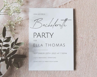 Minimalist Bachelorette Party Invitation, Editable in Canva, 2 Designs, Instant Download