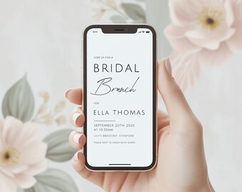 Bridal brunch evite. Editable invitation template, minimalist design.