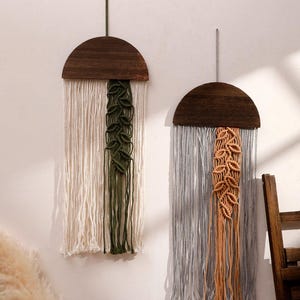 Boho Macramé Wall Hanging with Wooden Arch | Woven Wall Decor | Neutral Wall Art for Bedroom or Living Room