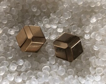 vintage cuff links  gold tone, cube style,gold  cubic , modern cuff links,office wear,man jewlery