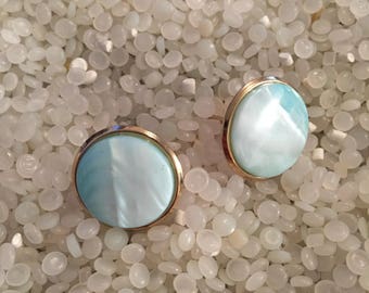 Vintage mother of pearl cuff links, something blue, mens gift,