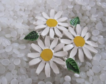 enamel flower brooch daisy   triple flowers