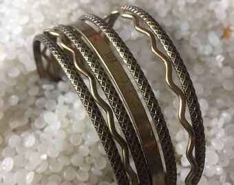 bracelet Vintage, ton Bronze Vintage, Bracelet à maillons torsadé, large Bracelet,