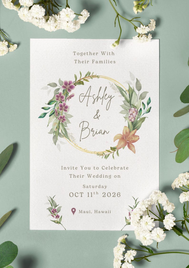 Tropical Destination Wedding Invitation Small Bundle Template Etsy